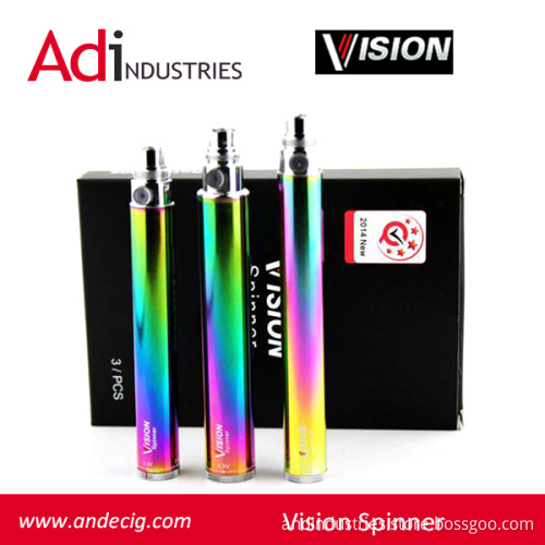 Rainbow Vision Spinner 650/900/1100/1300mAh E Cig Variable Voltage EGO C Twist Battery Stock Wholesale
